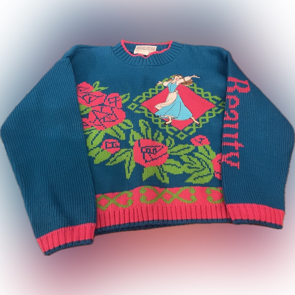 ⬇️vintage 80s 90s Disney beauty and the beast sweater